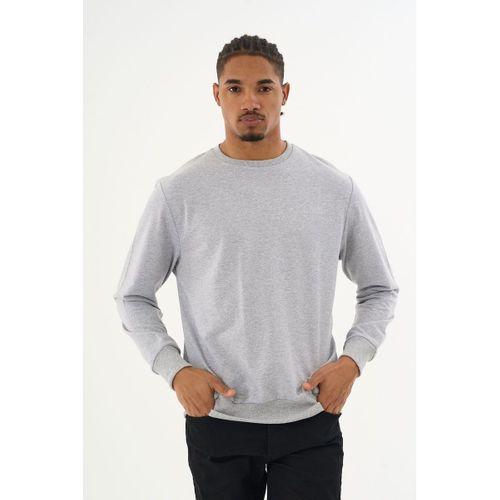 Süperlife Erkek Gri Bisiklet Yaka Ribanalı Regular Fit Sweatshirt spr26swk930