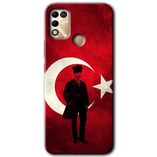 İnfinix Hot 11 Play Kılıf HD Desen Baskılı Arka Kapak - Atatürk Bayrak