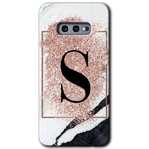 Samsung Galaxy S10e Kılıf HD Desen Baskılı Arka Kapak - Pembe Mermer Desenli S Harfi