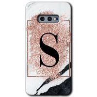 Samsung Galaxy S10e Kılıf HD Desen Baskılı Arka Kapak - Pembe Mermer Desenli S Harfi