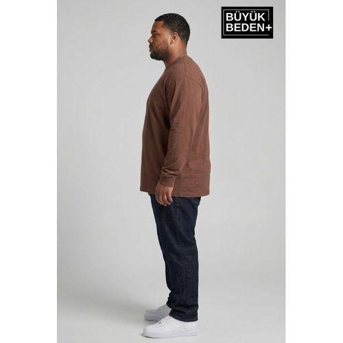 Erkek Büyük Beden Uzun Kollu 2 İplik Bisiklet Yaka Tişört SPR26BEA942