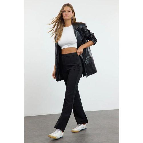 Kadın Yüksek Bel Nervurlu Ithal Krep Pantolon