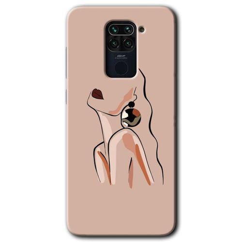 MRCİLETİSİM Xiaomi Redmi Note 9 Kılıf HD Desen Baskılı Arka Kapak + Temperli Cam - Çizim Silüet