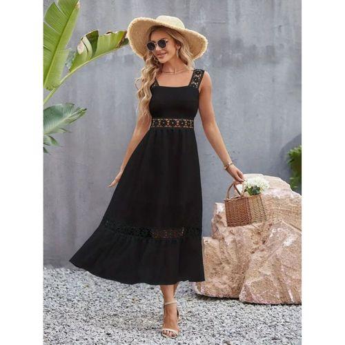 Kadın Askılı Dantel Detaylı Kiloş Janjan Krep Elbise