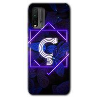 Potkal Hediye Fabrikası Xiaomi Redmi 9T Kılıf HD Desen Baskılı Arka Kapak - Dark Neon Yaprak Ç Harfi