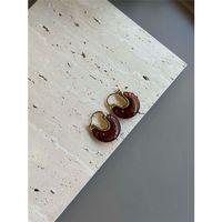 Taşlı Küpe - Kahverengi