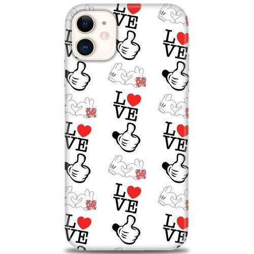 iPhone 11 Kılıf HD Baskılı Kılıf - Love Mickey + Tam Ekran Koruyucu