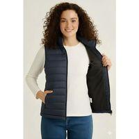 Şişme Fermuarlı Yelek Su Itici Kapitone Astarlı Kumaş Cepli Hafif Kışlık Spor Rahat Kalıp - Lacivert