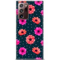 Samsung Galaxy Note 20 Kılıf HD Baskılı Kılıf - Puantiye ve Çiçekler + Tam Ekran Koruyucu