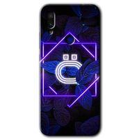 MRCİLETİSİM Xiaomi Redmi Note 7 Kılıf HD Desen Baskılı Arka Kapak+Temperli Cam - Dark Neon Yaprak Ö Harfi