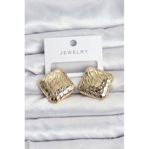 316L Çelik Gold Renk Kare Vintage Kadın Küpe