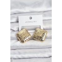 316L Çelik Gold Renk Kare Vintage Kadın Küpe