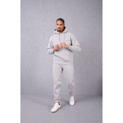 Şardonlu Kanguru Cepli Sweatshirt - 3 İplik Şardonlu Lastik Paça Erkek Eşofman Altı- Eşofman Takımı - Grimelanj