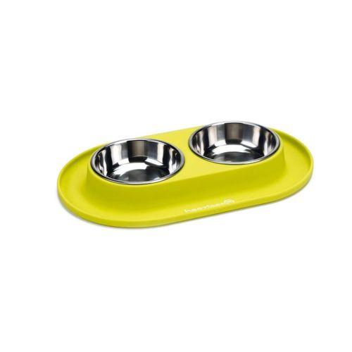 Beeztees Köpek İkili Mama ve Su Kabı, Paslanmaz Çelik, 31x19cm, 2x125ml