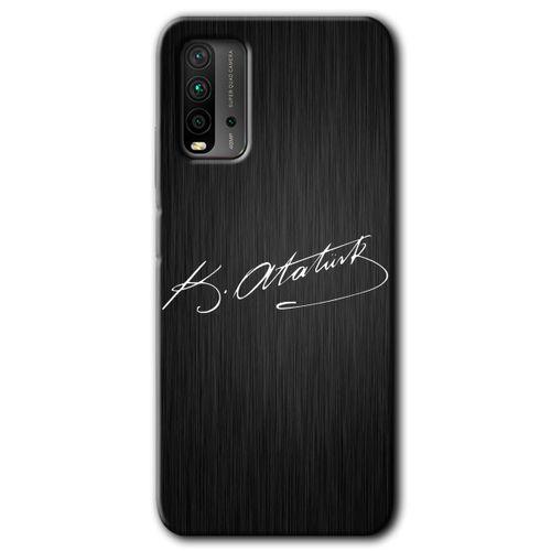 BeRa Aksesuar Xiaomi Redmi 9T Kılıf Baskılı Kapak - İmza Atatürk +Tam Kaplayan Mat Seramik
