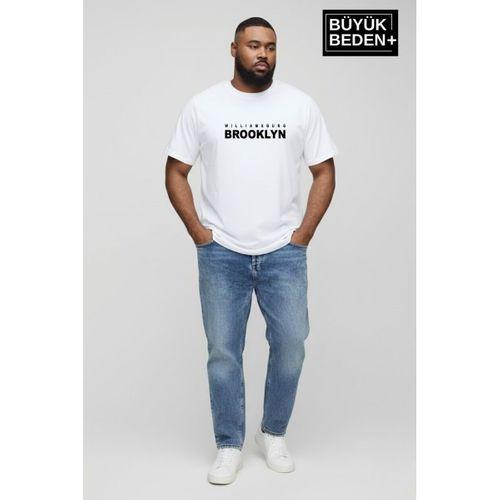 Erkek Büyük Beden Willamsburg Brooklyn Baskılı 3xl-6xl Bisiklet Yaka Tshırt SPR26BTS510-16