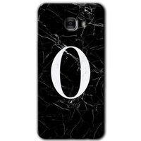 Samsung Galaxy C9 Pro HD Baskılı Kılıf + 9D Tam Ekran Koruyucu - Siyah Mermer Desenli O Harfi