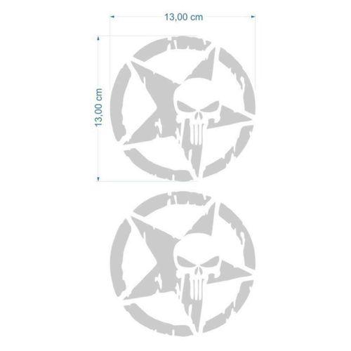 SEVGENT Skm Army Yıldız Kuru Kafa 13 X 13 Cm Gri Sticker 2 Li