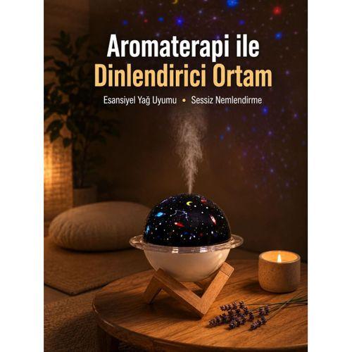 Projektör Işıklı, Aromaterapi Uyumlu Mini Masaüstü Hava Nemlendirici Cihaz