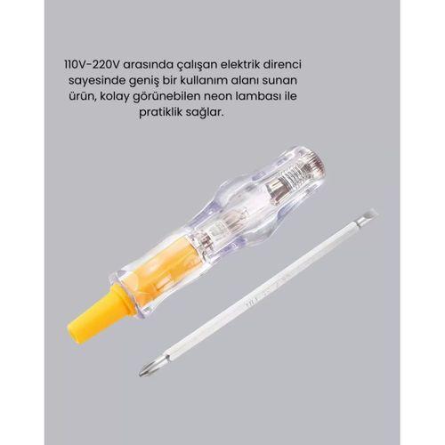 Elektrik Test Kalemi Neon Işıklı Nikel Kaplama 110-220v Dirençli