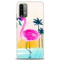 Xiaomi Redmi Note 9 4G Kılıf HD Baskılı Kılıf - Flamingo + Tam Ekran Koruyucu