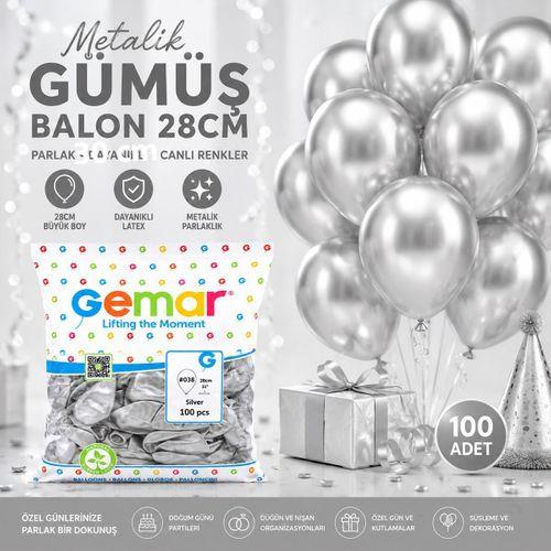 Metalik Gümüş Balon 11'' (28 cm) - 100'lü