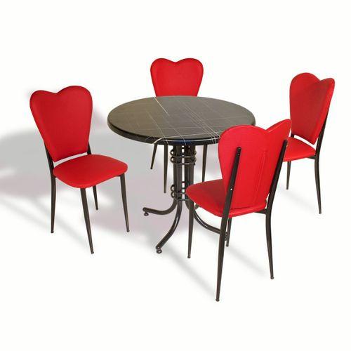 Dockers Buket - Aşk-ı Derun Mutfak Masa Takımı - Yuvarlak 80cm Çap (Werzalit, Wermodin ve Allzalit Tabla) - Palazzo-KırmızıDeri