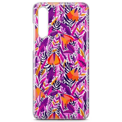 Huawei P20 Pro Kılıf Pembe Turuncu Yaz Otları Arka Kapak Koruma Desenli Full Koruyucu