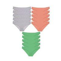 15 Adet Süper Eko Set Likralı Kadın Slip Külot Gri Pudra Yeşil