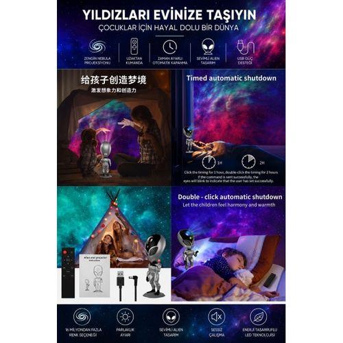 Galaksi Yıldız Projektör Uzaylı Işıklı Samanyolu Projeksiyon Gece Lambası Taklit Ses Tekrarı