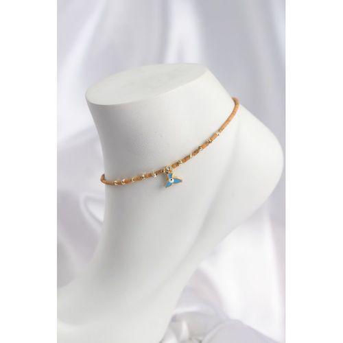 Kahverengi Miyuki Boncuklu Balık Kuyruğu Motifli Halhal