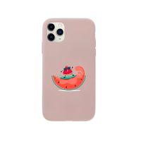 iPhone 11 Pro Sörfçü Karpuz Premium Pembe Lansman Silikonlu Kılıf