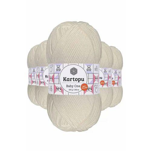 5 Adet Baby One Tüylenmeyen El Örgü İpi Yünü Kırık Beyaz K019