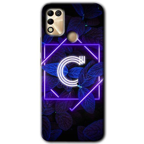 İnfinix Hot 11 Play Kılıf HD Desen Baskılı Arka Kapak - Dark Neon Yaprak C Harfi