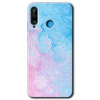 Huawei P30 Lite Kılıf HD Desen Baskılı Arka Kapak + Temperli Cam - Blue Art