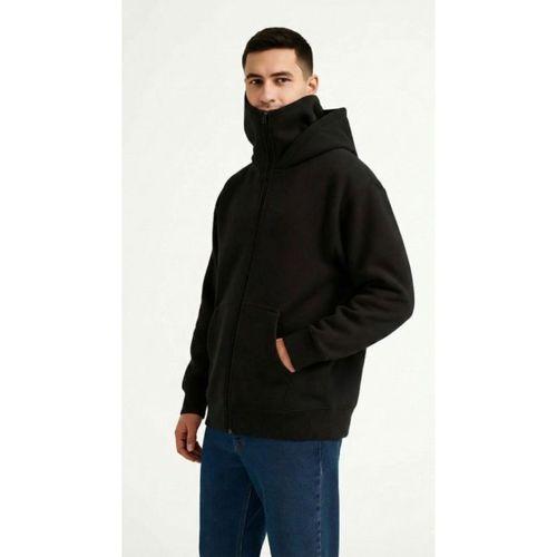Samuray Ninja Çift Kapüşonlu ZIP Fermuarlı Kanguru Cepli Tam Fermuarlı Hoodie Sweatshirt - Siyah