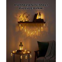 Altın Fener Detaylı Pilli Ramazan Led Işık Ev Dekorasyonu