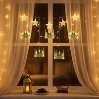 3 mt Fişli Yeşil Cami Yıldız Ramazan Perde LED