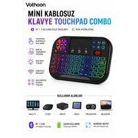Rgb Işıklı Mini Kablosuz Klavye Touchpad Combo, Bluetooth Ve 2.4g Smart Tv Kumandası