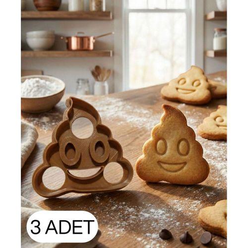 3Lü Emoji Figürlü Kurabiye Kalıbı Hamur Kesici Mizah Temalı Şeker ve Oyun Hamuru İçin Tek Parça Kalıp