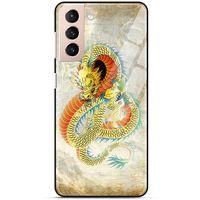 Samsung Galaxy S21 Plus Kılıf Dragons (21) Koruyucu Kapak Ejderha Dövme Sarı