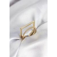 Gold Renk Sedefli Zirkon Taşlı 2'li Kadın Yüzük