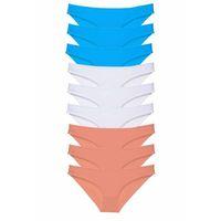 9 adet Süper Eko Set Likralı Kadın Slip Külot Pudra Beyaz Mavi