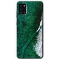 MRCİLETİSİM Samsung Galaxy A31 Kılıf HD Desen Baskılı Arka Kapak + Temperli Cam - Yeşil Okyanus