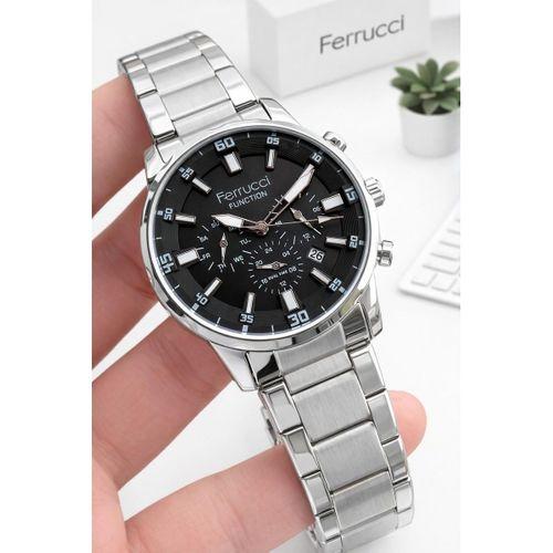 Ferrucci İç Fonksiyonları Aktif 30mt Suya Dayanıklı Çelik Kordon + Bileklik Hediyeli Erkek Kol Saati VS.BLKT.0958