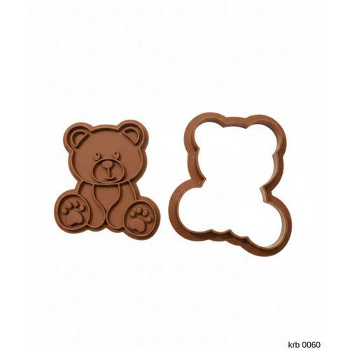 Sevimli Yavru Ayı Figürlü Kurabiye Kalıbı ve Hamur Kesici – Şeker Hamuru ve Oyun Hamuru İçin İki Parça Kalıp