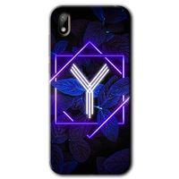 Huawei Y5 2019 Kılıf HD Desen Baskılı Arka Kapak - Dark Neon Yaprak Y Harfi