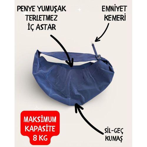 Pastel Lacivert Güderi Dokulu Köpek Taşıma Çantası – Emniyet Kemerli