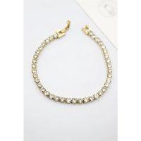 Taşlı Su Yolu Çelik Bileklik - Altın