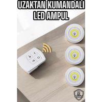 Led Lamba 3'lü Uzaktan Kumandalı Yapışkanlı Beyaz Işık